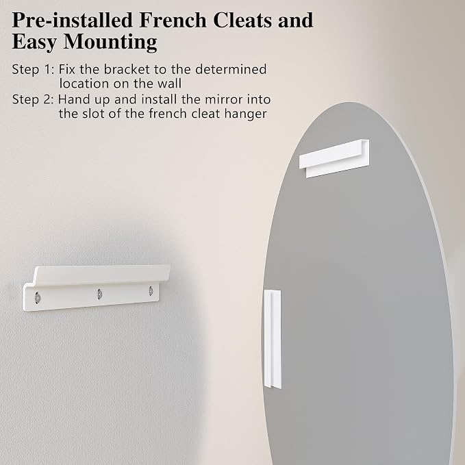 Frameless Oval 20"x30" Beveled Bathroom Vanity Mirrors | 20mm beveled edge, 5mm HD glass, frameless, anti-rust, shatterproof, french cleat, horizontally or vertically