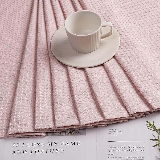 Stall Fabric Shower Curtain Set - 36x72, Waffle Weave 230GSM Heavy Duty Small Shower Curtains for Narrow Stall Size, Machine Washable Bath Curtain with 12 Plastic Hooks, 36x72, Blush Pink