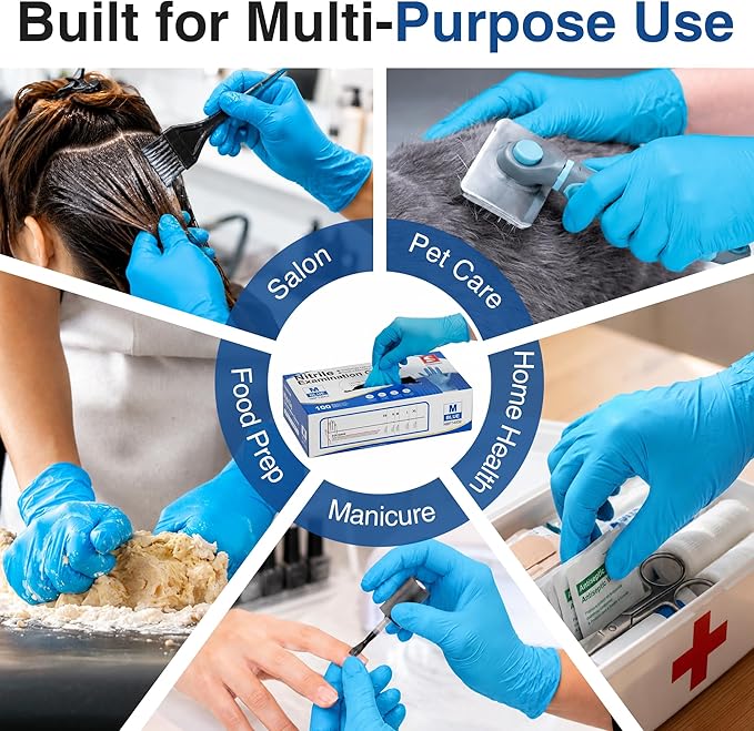 Schneider Nitrile Gloves, Gloves Disposable Latex Free, Powder Free | Black / Blue, 4-Mil, Medical Exam Glove, Food Safe Gloves, Cooking Gloves, Cleaning Gloves