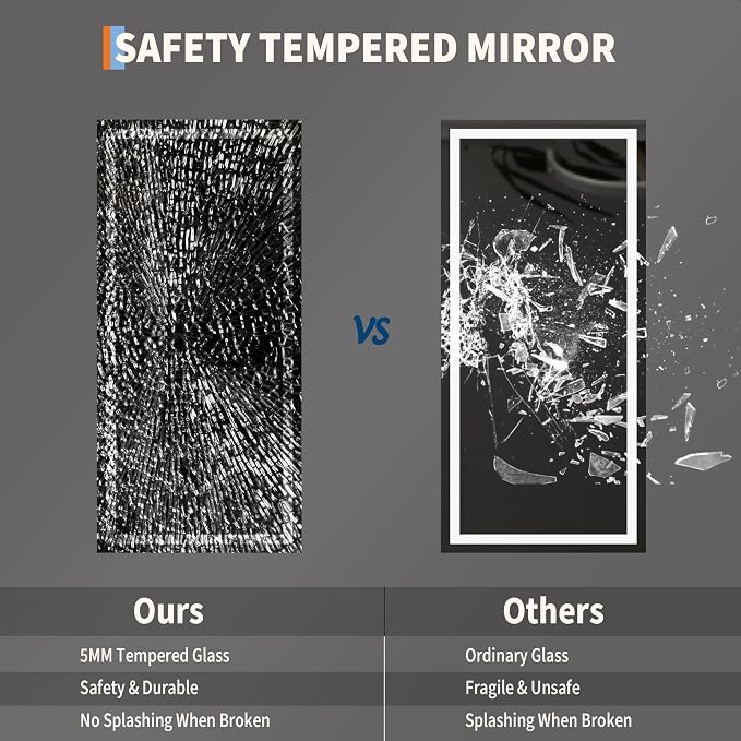 Large LED Bathroom Mirror 60x36 Inch - Frontlit & Backlit Frameless Wall Vanity Mirror with Stepless Dimming, Adjustable Color Temp, Anti-Fog Defogger, Smart Memory & 3X Suction Mirror, Sha