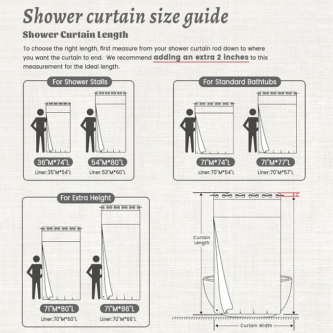 WONICY No Hook Shower Curtain with Snap-in Liner, Black, 71 x 77 Inch | Ringless, Waterproof & Washable, Hotel Style, Mesh Top Window, Bottom Magnets, Thick, Farmhouse, for Bathroom