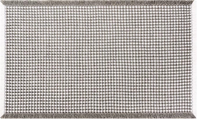 Long Bath Mat, Waffle Bathroom Runner Rug Non Slip Washable, 24 x 60 | Super Absorbent, Quick Dry Bath Runner, Soft Waffle Weave, Boho Farmhouse Bathroom Decor in Olive Green and White