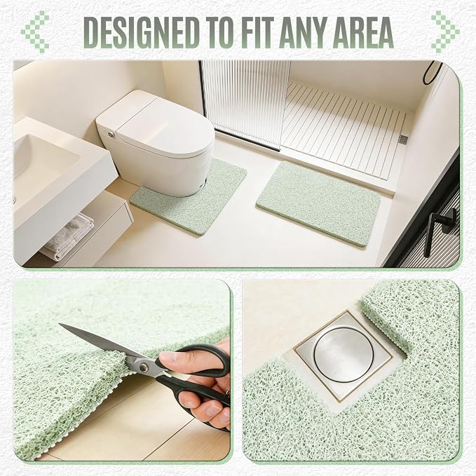 17 * 24in Shower Mat Bathtub Mat Non Slip | Bathmats Non Slip, Quick Drying Foot Scrubber Loofah Mats for Inside Shower, Tub, Bathroom, Home, Mint Green