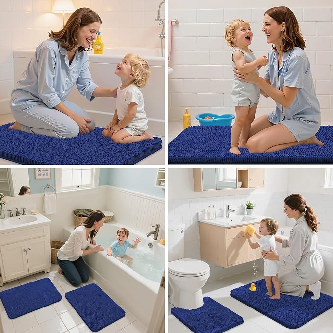 Arotive Bathroom Rugs 30x20, Soft Absorbent Shaggy Chenille Bath Rugs | Royal Blue, Machine Washable Rubber Backing Bath Mats for Bathroom Floor Tub and Shower Home Decor Accessories