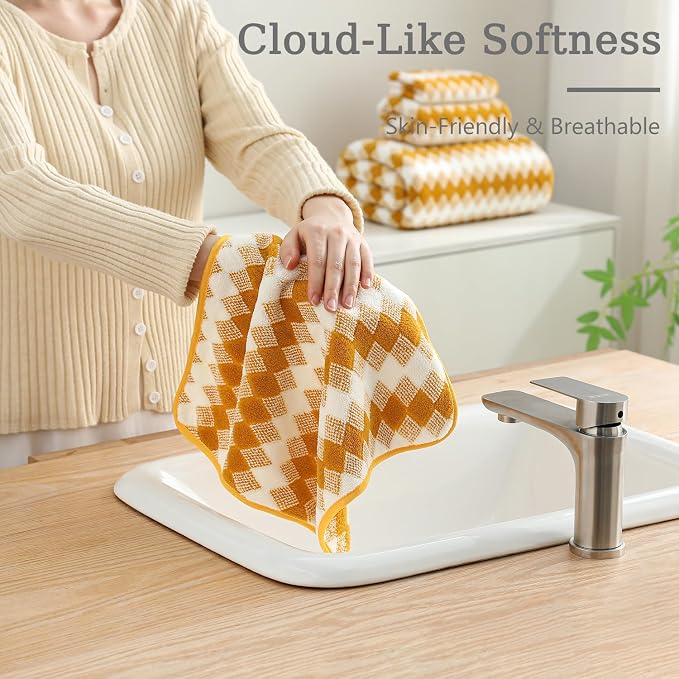 8 Piece Bathroom Towel Set |2 Oversized Bath Towels,2 Hand Towels,4 Washcloths| 600GSM Soft Hotel Towel Set Large Bath Sheet for Bathroom,Highly Absorbent Quick Dry Bath Towel Collections,Golden Brown