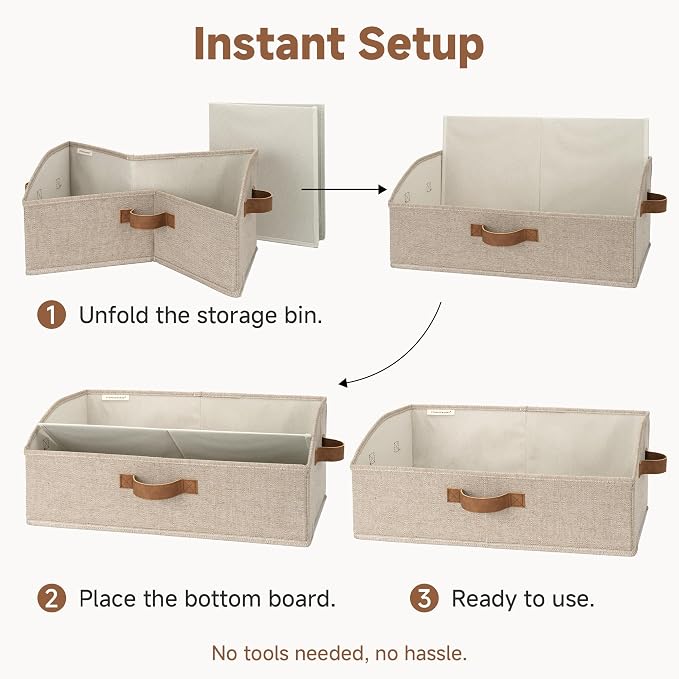 StorageWorks Closet Storage Bins Trapezoid, Brown and Beige, Large, 3-Pack | Closet Shelf Organizer, Closet Organizer Bins, Open Front Storage Baskets for Shelves, Clothes, Purses, Towels
