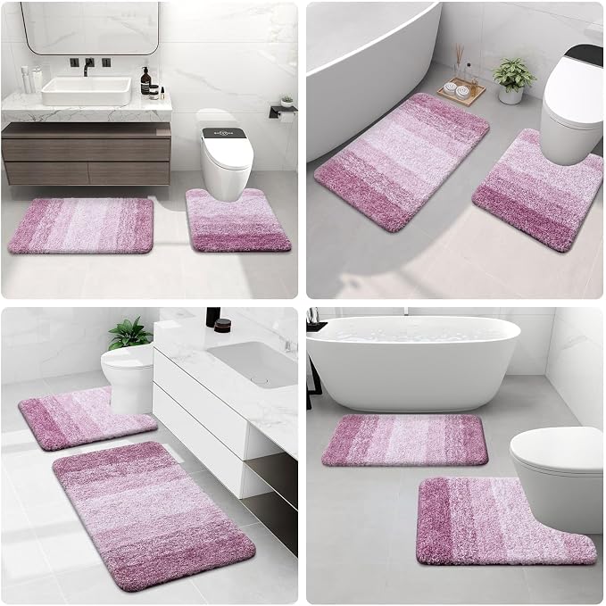 Arotive Microfiber Bathroom Rugs, Shaggy Soft Absorbent Bath Rug, 47x24 | Purple, Rubber Backing Thick Plush Machine Washable Dry Bath Mats for Bathroom, Tub and Shower, Rectangular
