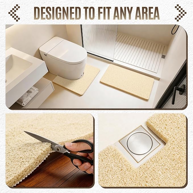 17 * 30in Shower Mat Bathtub Mat Non Slip | Bathmats Non Slip, Quick Drying Foot Scrubber Loofah Mats for Inside Shower, Tub, Bathroom, Home, Beige