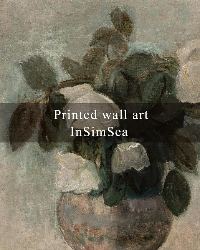 InSimSea Framed Canvas Prints Art Vintage Decor, Large Flowers in Vase Paintings Wall Art, Floral Pictures Home Decor for Bedroom Bathroom, Kitchen Office Living Room Wall Decoration, 16"x24"