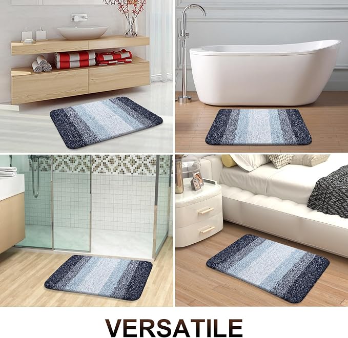 OLANLY Large Bathroom Rugs 50x30, Extra Soft Absorbent Microfiber Bath Rugs | Navy Blue, Non-Slip Quick-Drying Rubber Backing, Washable Plush Bath Mat for Floor, Tub and Shower, Home Decor Accessories