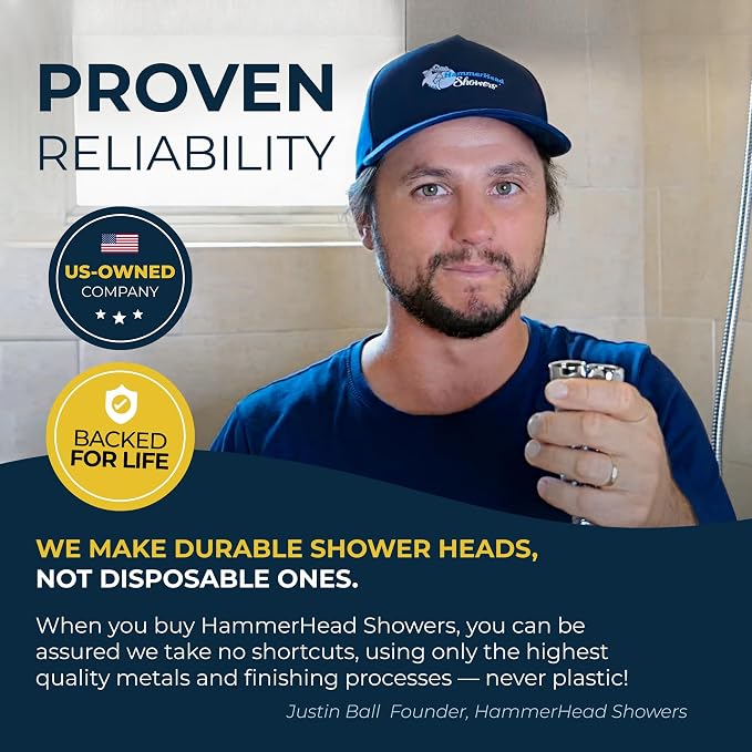 HammerHead Showers® Solid Metal Handheld Shower Head with Hose and Brass Holder - OIL RUBBED BRONZE - 2.5 GPM High Pressure Shower Heads with Adjustable Shower Wand Bracket - 6ft Flexible Extension