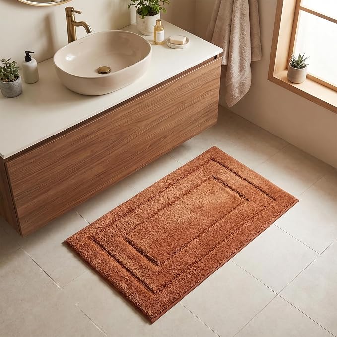 GRANNY SAYS Terracotta Bathroom Rug 16" x 24", Non-Slip Bath Mat | Ultra-soft, with durable TPR backing for reliable grip, fast water absorption, machine washable for small bathroom spaces