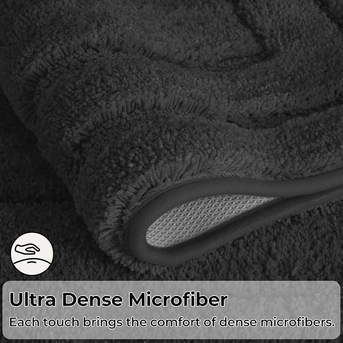 GRANNY SAYS Charcoal Gray Bathroom Runner Rug 24" x 48", Soft Bath Mat | Non-Slip long rug with TPR Backing, Absorbent, Machine Washable Extra Large Bath Rugs for Double Vanity, Shower, Tub