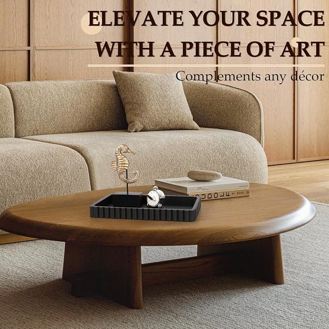 Rectangular Tray for Coffee Table Decor, 14" Coffee Table Tray, Black | Decorative Tray, Solid Concrete, Aesthetic Home Decor, Table Decor Trays for Living Room, Entryway, Nightstand, Dresser