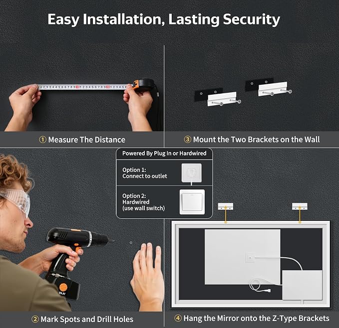 72"x36" LED Bathroom Mirror with Lights, Backlit+Frontlit, Anti-Fog | CRI 95, Stepless Dimmable, 3 Colors Lighting, Shatterproof Tempered Glass, HD Reflection, Memory, (Horizontal/Vertical)