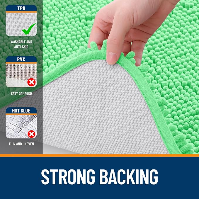 OLANLY Large Bathroom Rugs 59x35, Extra Soft Absorbent Chenille Bath Rugs | Mint Green, Quick-Drying Rubber Backing, Machine Washable Bath Mat for Bathroom Floor, Tub and Shower, Home Decor Accessories