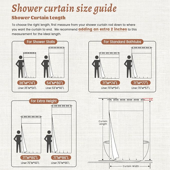 WONICY No Hook Linen Look Shower Curtain with Snap-in Liner, Cream, 71 x 80 | Ringless, Waterproof & Washable, Hotel Style, Mesh Top Window, Bottom Magnets, Thick, Farmhouse, for Bathroom