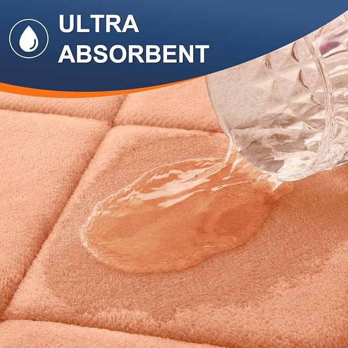 OLANLY Memory Foam Bath Mat 24x16, Ultra Soft and Absorbent Bathroom Rugs | Peach, Quick Dry, Machine Washable Shower Bath Rugs, Comfortable Bath Carpet for Bathroom Floor, Tub and Shower
