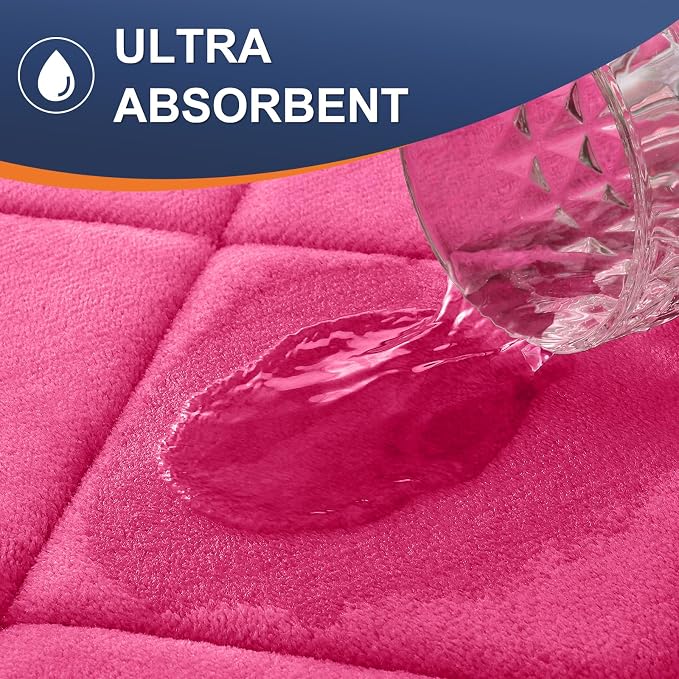 OLANLY Memory Foam Bath Mat 59x20, Ultra Soft and Absorbent Bathroom Rugs | Deep Pink, Quick Dry, Machine Washable Shower Bath Rugs, Comfortable Bath Carpet for Bathroom Floor, Tub and Shower