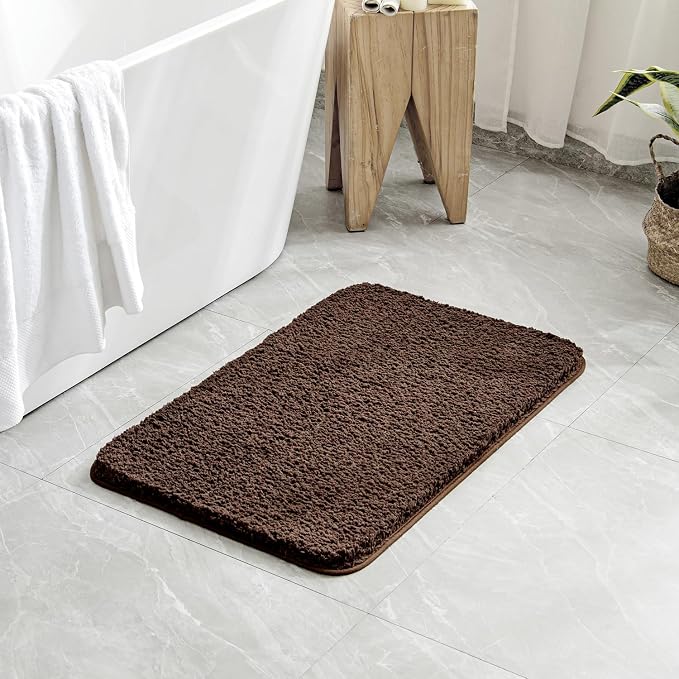 MIULEE Brown Bathroom Runner Rugs Soft Microfiber Bath Mat 24x44 Inch | Absorbent, Non Slip, Quick Dry, Fluffy Bath Rugs for Bathroom Floor Tub Showers, Machine Washable