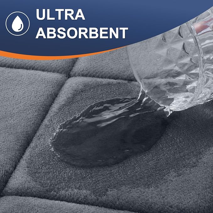 OLANLY Memory Foam Bath Mat 36x24, Ultra Soft and Absorbent Bathroom Rugs | Dark Grey, Quick Dry, Machine Washable Shower Bath Rugs, Comfortable Bath Carpet for Bathroom Floor, Tub and Shower