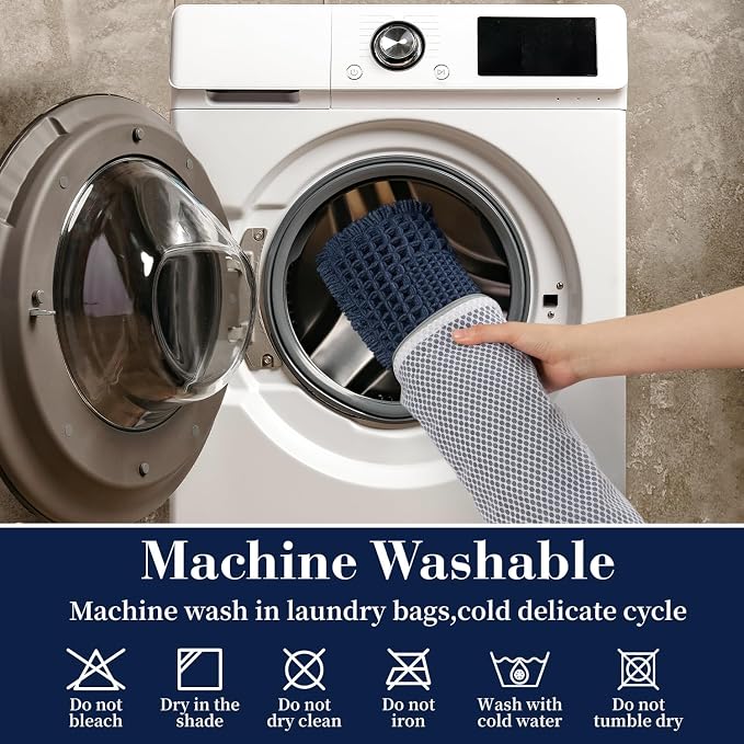 RESARE Waffle Bath Mat for Bathroom, Non Slip Bathroom Rugs 18"x30" Navy | Absorbent Boho Bathroom Floor Mats Machine Washable Quick Dry, Soft Solid Bath Rugs with Tassels, Ideal Farmhouse Home Decor