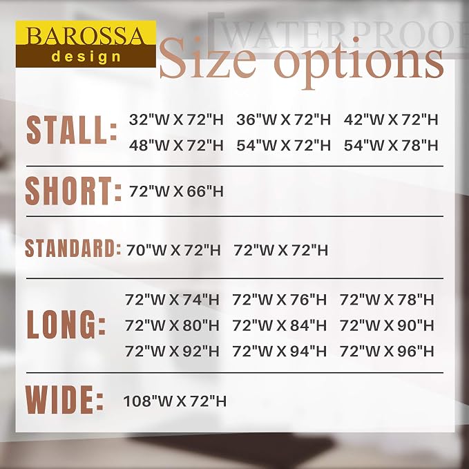 Barossa Design 42x72 Fabric Shower Stall Curtain Liner White | Soft Microfiber Cloth, Waterproof, Hotel Quality, Machine Washable, 42W x 72H for Bathroom Stall