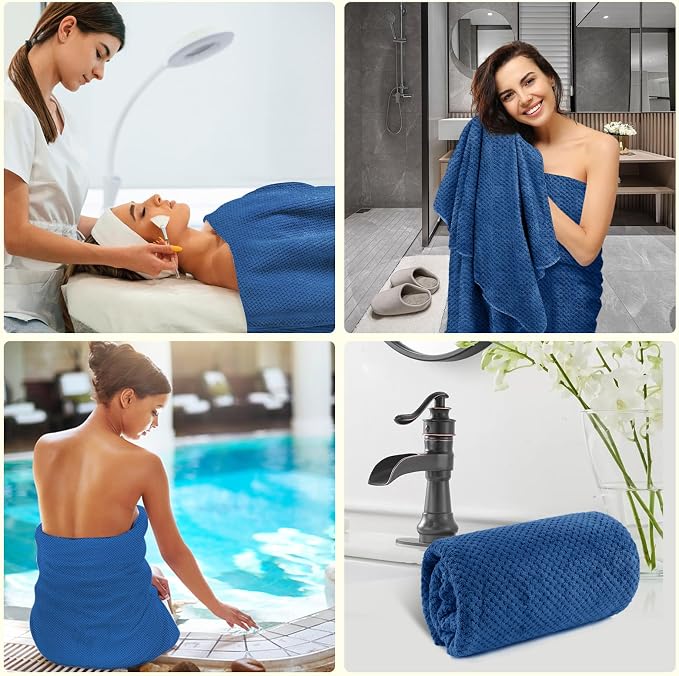 HOMEXCEL 6PK Bath Towel Set, 24x48 in, Absorbent&Quick Dry Towels for Hotel | Ultra Soft, Lightweight Towels for Bathroom, Spa and Beauty Parlor, Blue