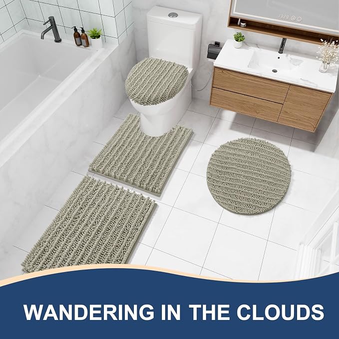 Arotive Bathroom Rugs Mat 36x24, Soft Absorbent Chenille Shaggy Bath Mat | Warm Taupe, Machine Wash Dry, Bath Rugs for Bathroom Floor, Tub and Shower, Home Decor Accessories