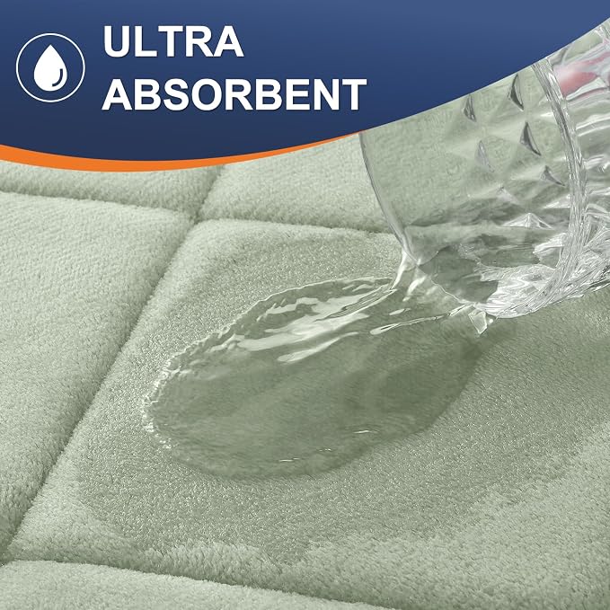 OLANLY Memory Foam Bath Mat 24x16, Ultra Soft and Absorbent Bathroom Rugs | Sage Green, Quick Dry, Machine Washable Shower Bath Rugs, Comfortable Bath Carpet for Bathroom Floor, Tub and Shower