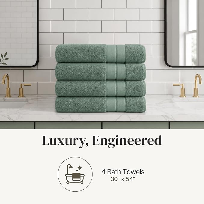 Modern Threads 4-Pack SpunLoft Bath Towel 30x54 - Eucalyptus