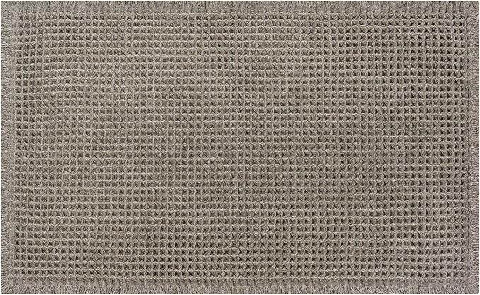 Waffle Bath Mat, Boho Bathroom Rugs Non Slip Washable, 20" x 32" | Super Absorbent Quick Dry Bath Mat, Small Boho Bathroom Mats, Soft Waffle Weave Farmhouse Bathroom Decor, Olive Green