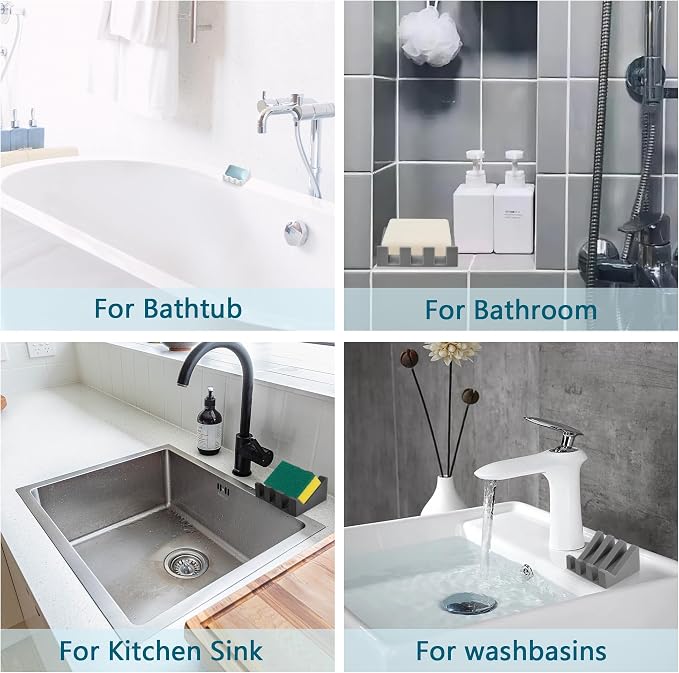 Soap Dish Holder for Shower with Suction Cup, Silicone Soap Holder & Saver Self-Draining Bar Soap Dish Keeps Soap Dry for Bathroom, Kitchen, Bathtub, Extends Soap Life (CreamWhite-1Pack)