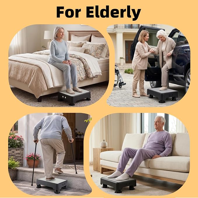 Adjustable Step Stool for Adults, Toddler Step Stools, 660 LBS Capacity Non-Slip Safety Step Platform for Elderly and Kids, Portable Stair Assist for Cars, Bedside, Kitchen, and Shower, Grey