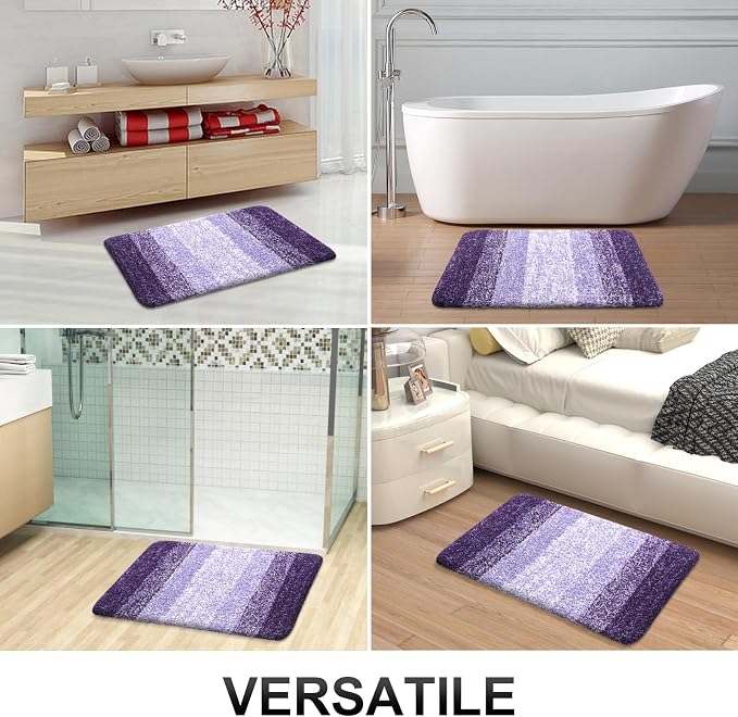 OLANLY Bathroom Runner Rug 70x24, Extra Soft Absorbent Microfiber Bath Rugs | Violet, Non-Slip Quick-Drying Rubber Backing, Washable Long Bath Mat for Floor, Tub and Shower, Home Decor
