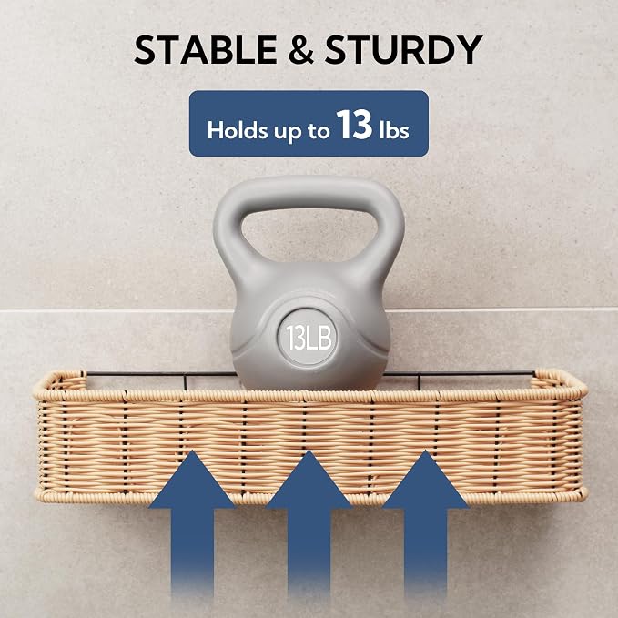 GRANNY SAYS Shower Caddy Hanging, Shower Shelf for Inside Showers, 2 Pack | Waterproof Bathroom Shelves for Showers, Shower Shelves for Organization and Storage, Wicker Adhesive Shelf, Natural