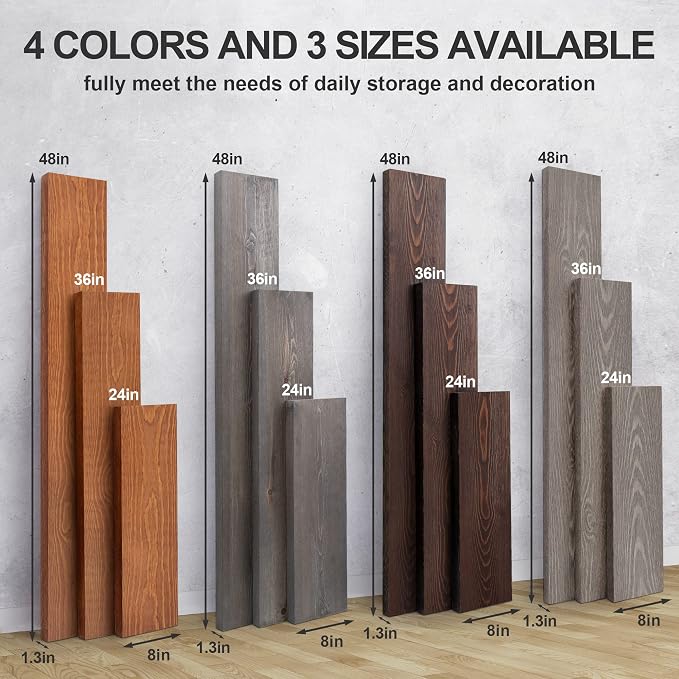 Floating Shelves for Wall - 36 Inch Grey Wood Shelves for Wall Set of 2-36W x 8D Farmhouse Floating Wood Shelves for Living Room Bedroom Laundry Room Garage Farmhouse