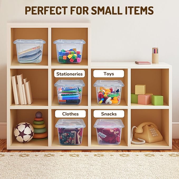 GAMENOTE 6 Quart Storage Bins with Lids, Plastic Latching Box for Classroom & Kids Toy Storage,Stackable Shoe Box Size Containers for STEM Morning Tubs, Crafts & Building Blocks (12, Clear) | Stackable 6-quart bins with lids organize classroom supplies...