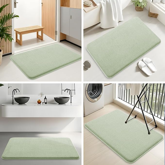 Smiry Memory Foam Bath Mat 59x20, Extra Soft Absorbent Bathroom Rugs | Sage Green Quick Dry, Machine Washable Bath Mats for Bathroom, Shower, Tub and Home Decor Accessories
