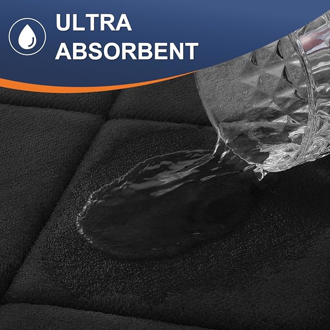 OLANLY Memory Foam Bath Mat 47x17, Ultra Soft and Absorbent Bathroom Rugs | Black, Quick Dry, Machine Washable Shower Bath Rugs, Comfortable Bath Carpet for Bathroom Floor, Tub and Shower