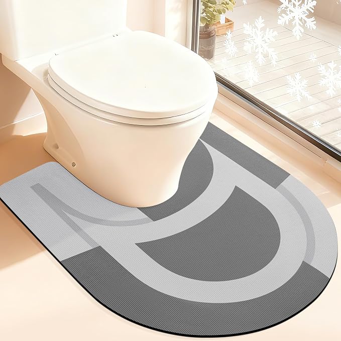 Non Slip Bath Mat, Thin Bathroom Rugs Fit Under Door, Quick Dry Bath Mats, Machine Washable Bath Rugs for Bathroom, Bathtub & Kitchen, Bathtub & Kitchen, Grey/Bordered/3 Piece