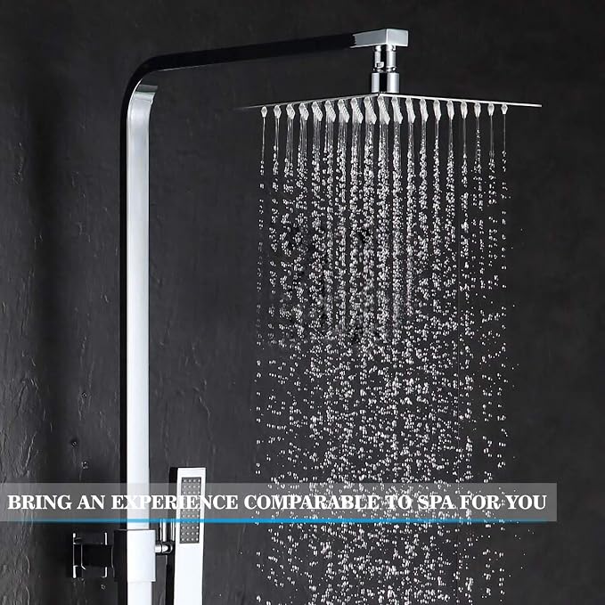 Voolan Rain Shower head, High Pressure Shower Head Made of 304 Stainless Steel, Relaxed Shower Experience Even at Low Water Flow and Pressure (8" Chrome)