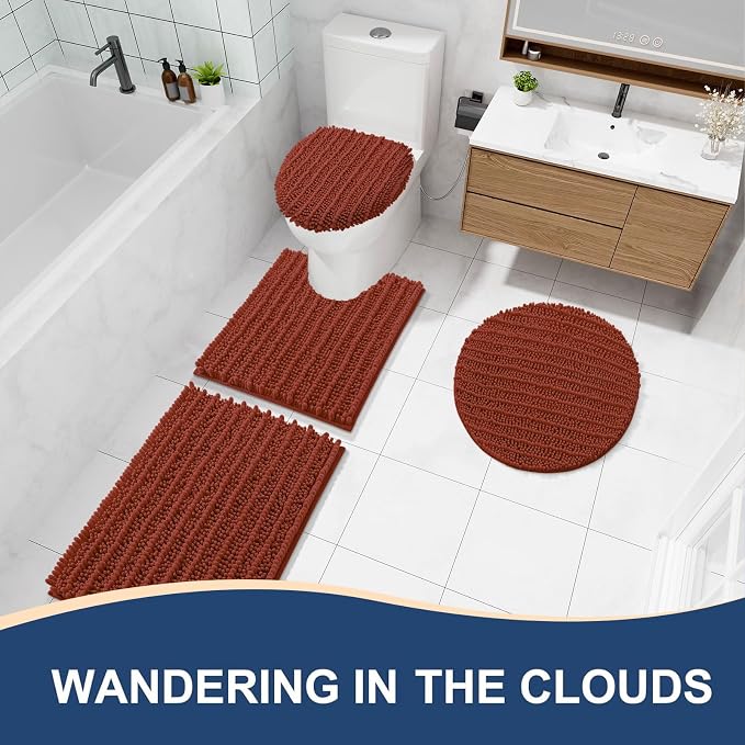 Arotive Bathroom Rugs Mat 24x16, Soft Absorbent Chenille Shaggy Bath Mat | Rustic Terracott, Machine Wash Dry, Bath Rugs for Bathroom Floor, Tub and Shower, Home Decor Accessories