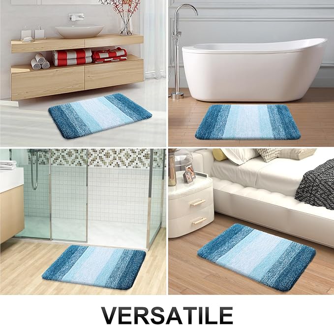 OLANLY Bathroom Rugs Mat 30x20, Extra Soft Absorbent Microfiber Bath Rugs | Peacock Blue, Non-Slip Quick-Drying Rubber Backing, Washable Plush Bath Mat for Floor, Tub and Shower, Home Decor Accessories
