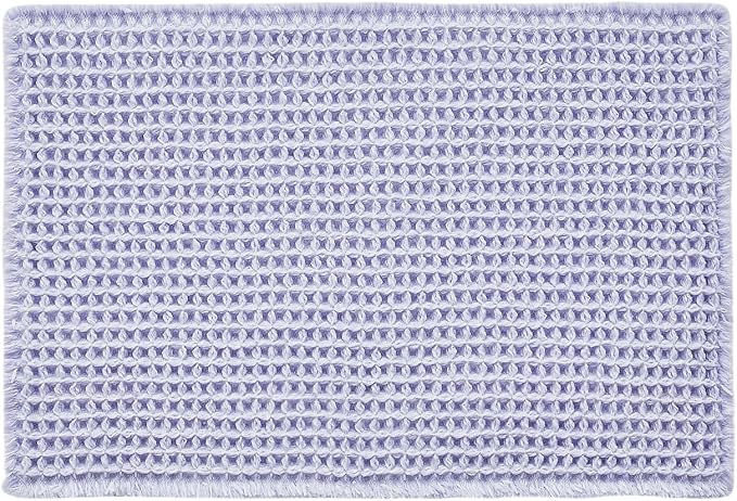 Triohero Waffle Bath Mat, Small Boho Bathroom Rugs Non Slip Washable, Ultra Soft Super Absorbent Quick Dry Farmhouse Bathroom Decor, 16" x 24", Lavender Cream