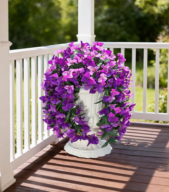 Faux Bougainvillea Artificial Flowers Plants for Outdoors Outside Decoration, 2pcs Realistic Fake Flowers UV Resistant Silk Long Trailing Vines for Front Door Planter Patio Balcony Yard Garden, Mix