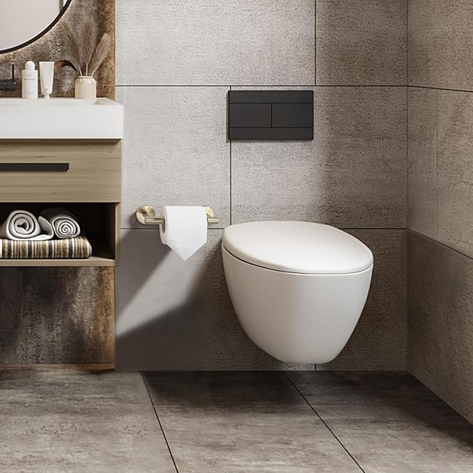 Toilet Paper Holder Brushed Gold Wall Mount Stainless Steel 304 Large Mega Roll