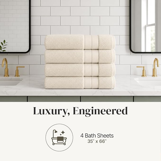 Modern Threads 4-Pack SpunLoft Bath Sheet Sand 35x66