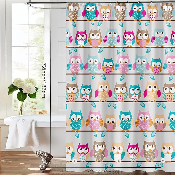 TIKABC Shower Curtain Liner, 4G PEVA Shower Liner, Plastic Waterproof Shower Curtains, 72x72 inch with Grommet Holes 3 Magnetic Weights