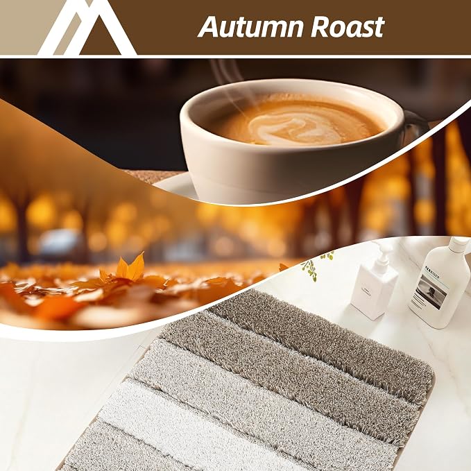 COSY HOMEER Bathroom Rugs 30x20,Ultra Soft Absorbent Bath Mat,Brown | Non-Slip TPR Backing Stays in Place, Machine Washable Bath Rugs Shaggy Rug for Bathroom Floor